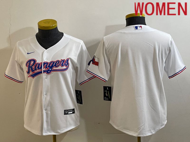 Women Texas Rangers Blank White Game Nike 2023 MLB Jersey style 1